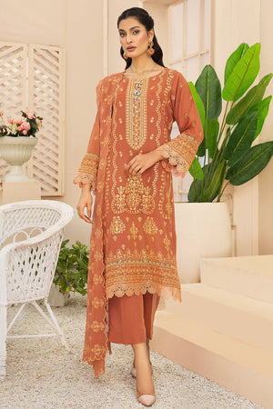 T-23 : Unstitched Embroidered Slub Karandi 3PC - Kleren