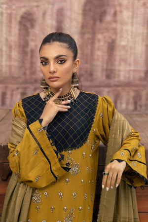 Dhanak DH-27 : Luxury Embroidered Dhanak 3PC - Kleren