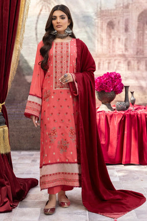 Dhanak DH-28 : Luxury Embroidered Dhanak 3PC - Kleren