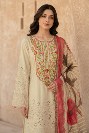 Flora F-33 stitched embroidered viscose 3 piece suit