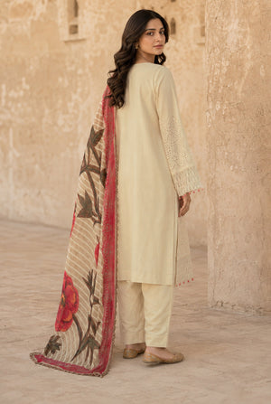 Flora F-33 stitched embroidered viscose 3 piece suit