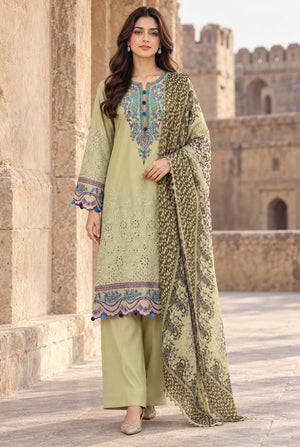 Flora F-36 stitched embroidered viscose 3 piece suit
