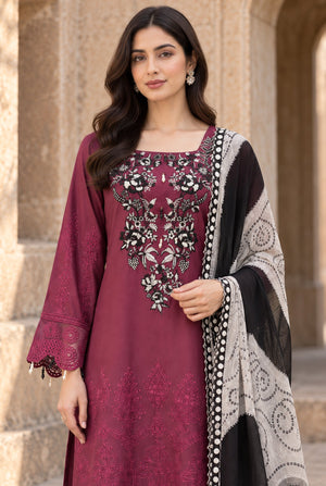 Flora F-38 stitched embroidered viscose 3 piece suit