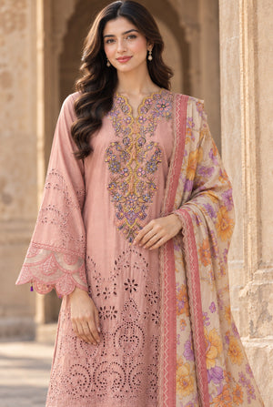 Flora F-40 stitched embroidered viscose 3 piece suit