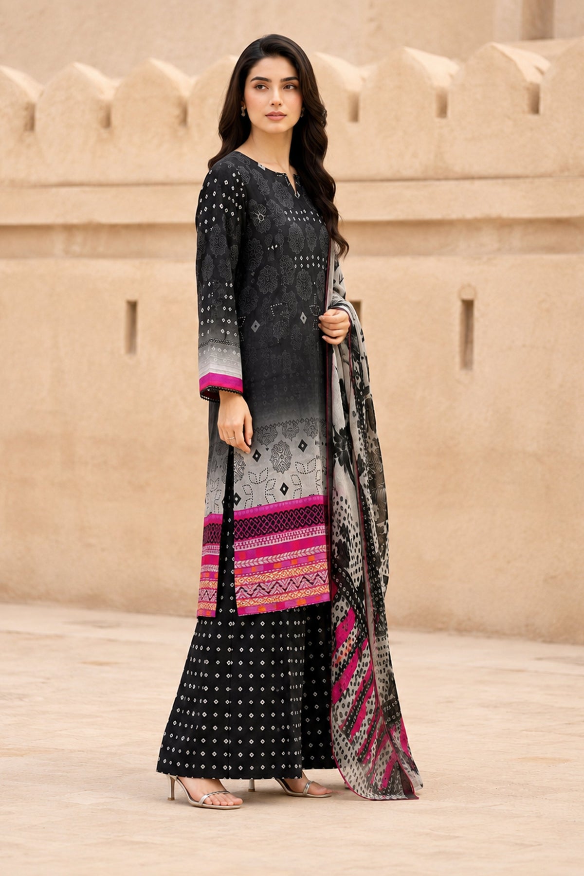 Hermosa H-14 : Digital Printed Lawn 3 Piece