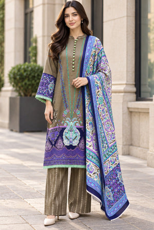 Mehr-O-Maah M-21 digital printed khaddar 3 piece suit