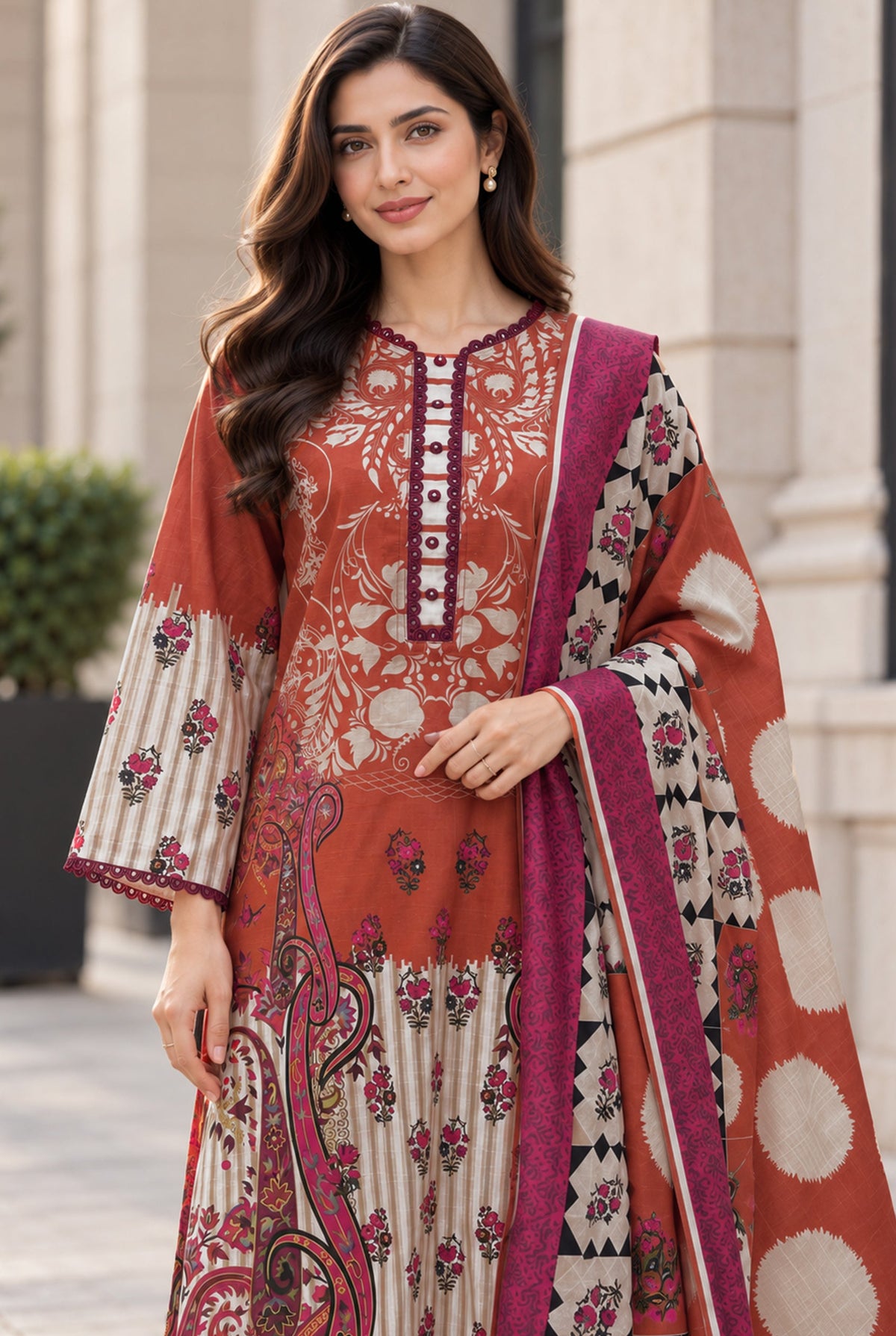 Mehr-O-Maah M-22 digital printed khaddar 3 piece suit