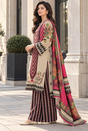 Mehr-O-Maah M-24 digital printed khaddar 3 piece suit