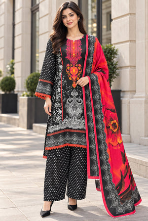 Mehr-O-Maah M-28 digital printed khaddar 3 piece suit