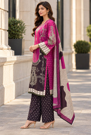 Mehr-O-Maah M-29 digital printed khaddar 3 piece suit