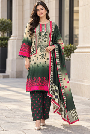 Mehr-O-Maah M-30 digital printed khaddar 3 piece suit