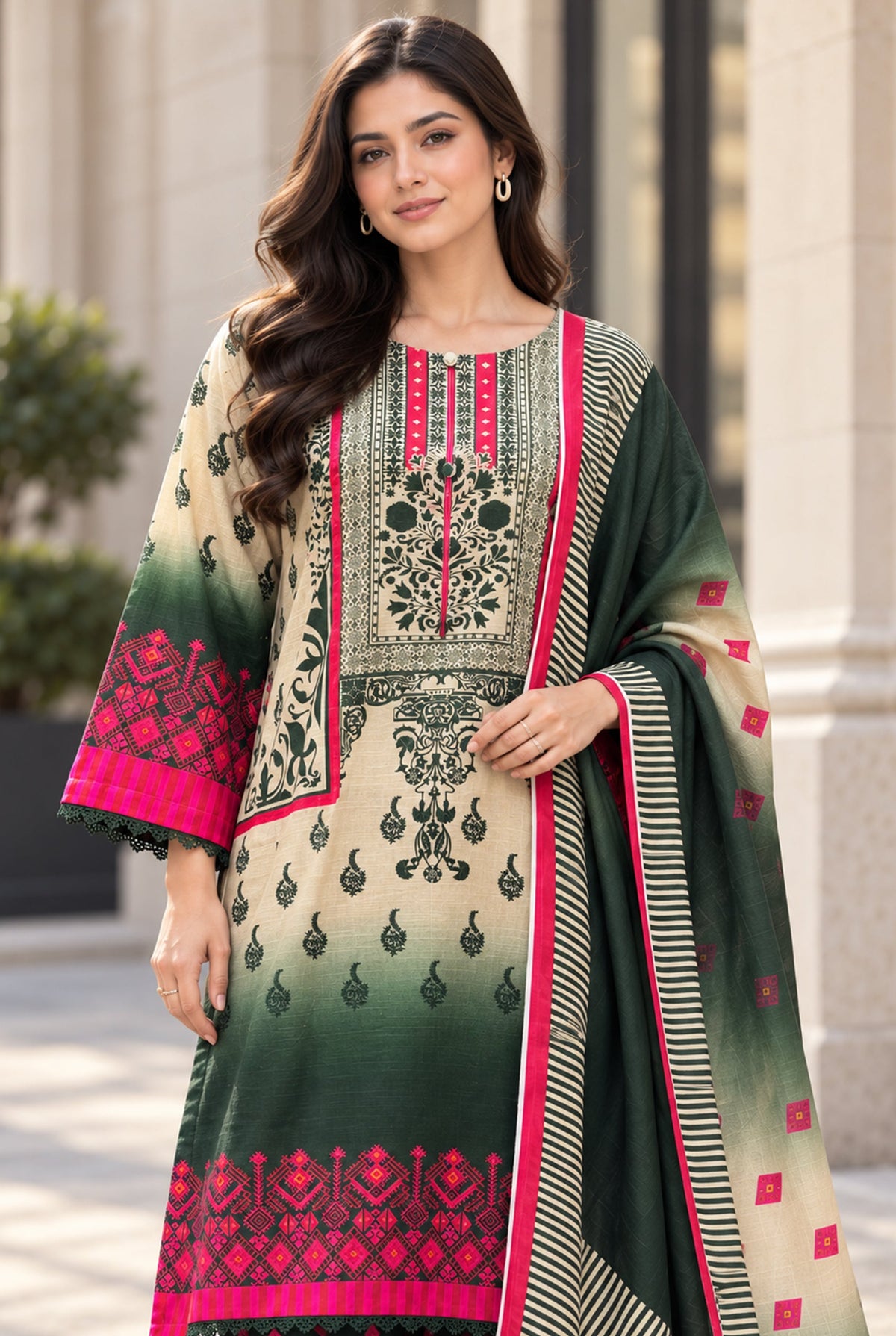 Mehr-O-Maah M-30 digital printed khaddar 3 piece suit