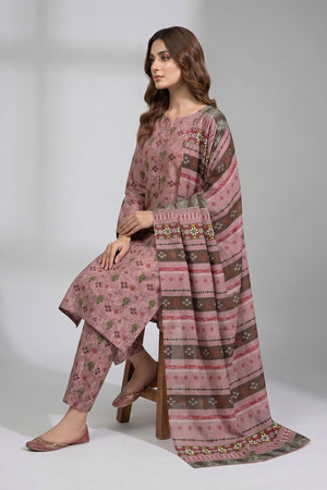 Noura N-27: Printed Lawn 3PC - Kleren