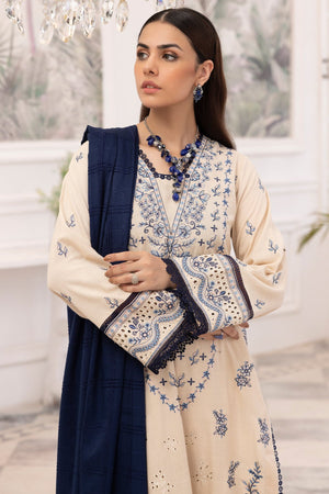 Saffron SA-08 : Embroidered Dhanak 3PC - Kleren