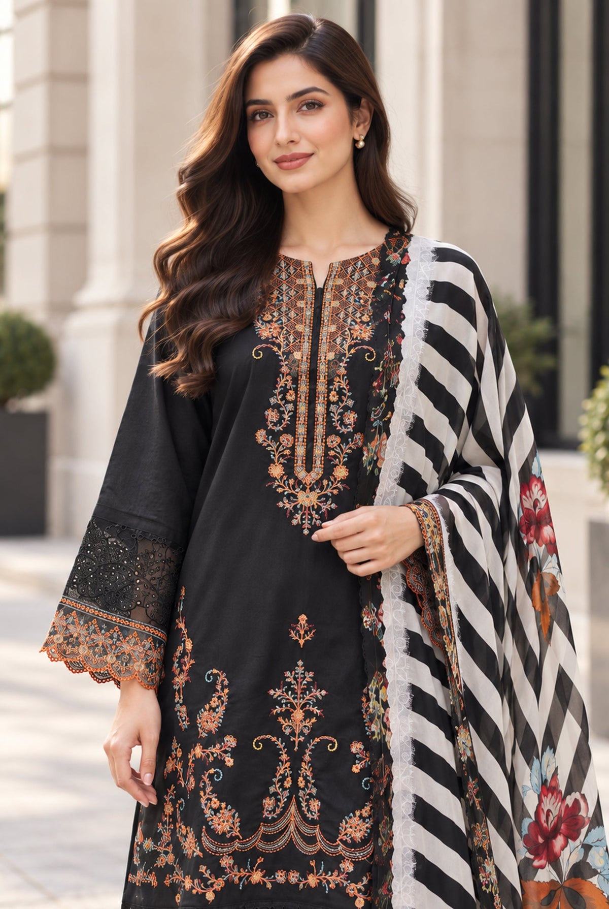 Sarang S-40 embroidered karandi 3 piece suit