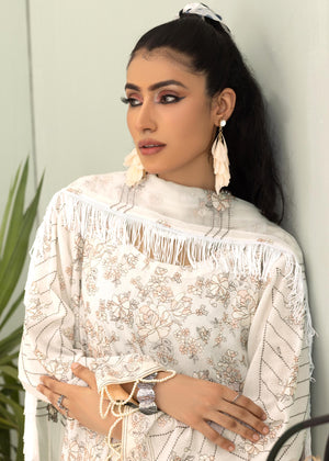 Sarang S-32 : Embroidered Slub Karandi 3PC - Kleren