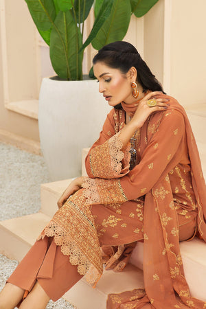 T-23 : Unstitched Embroidered Slub Karandi 3PC - Kleren
