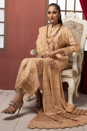 Diyar-E-Dil DL-21 : Embroidered Dhanak 3PC - Kleren