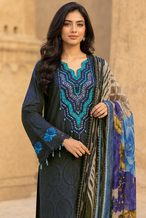 Flora F-32 stitched embroidered viscose 3 piece suit
