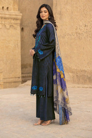 Flora F-32 stitched embroidered viscose 3 piece suit
