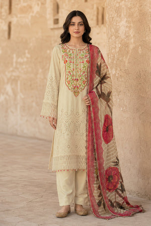 Flora F-33 stitched embroidered viscose 3 piece suit