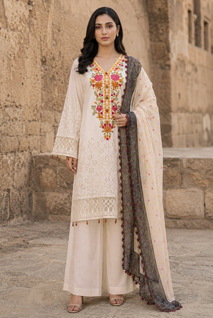 Flora F-35 stitched embroidered viscose 3 piece suit