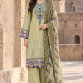 Flora F-36 stitched embroidered viscose 3 piece suit
