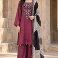 Flora F-38 stitched embroidered viscose 3 piece suit