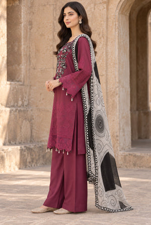 Flora F-38 stitched embroidered viscose 3 piece suit