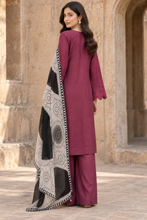 Flora F-38 stitched embroidered viscose 3 piece suit