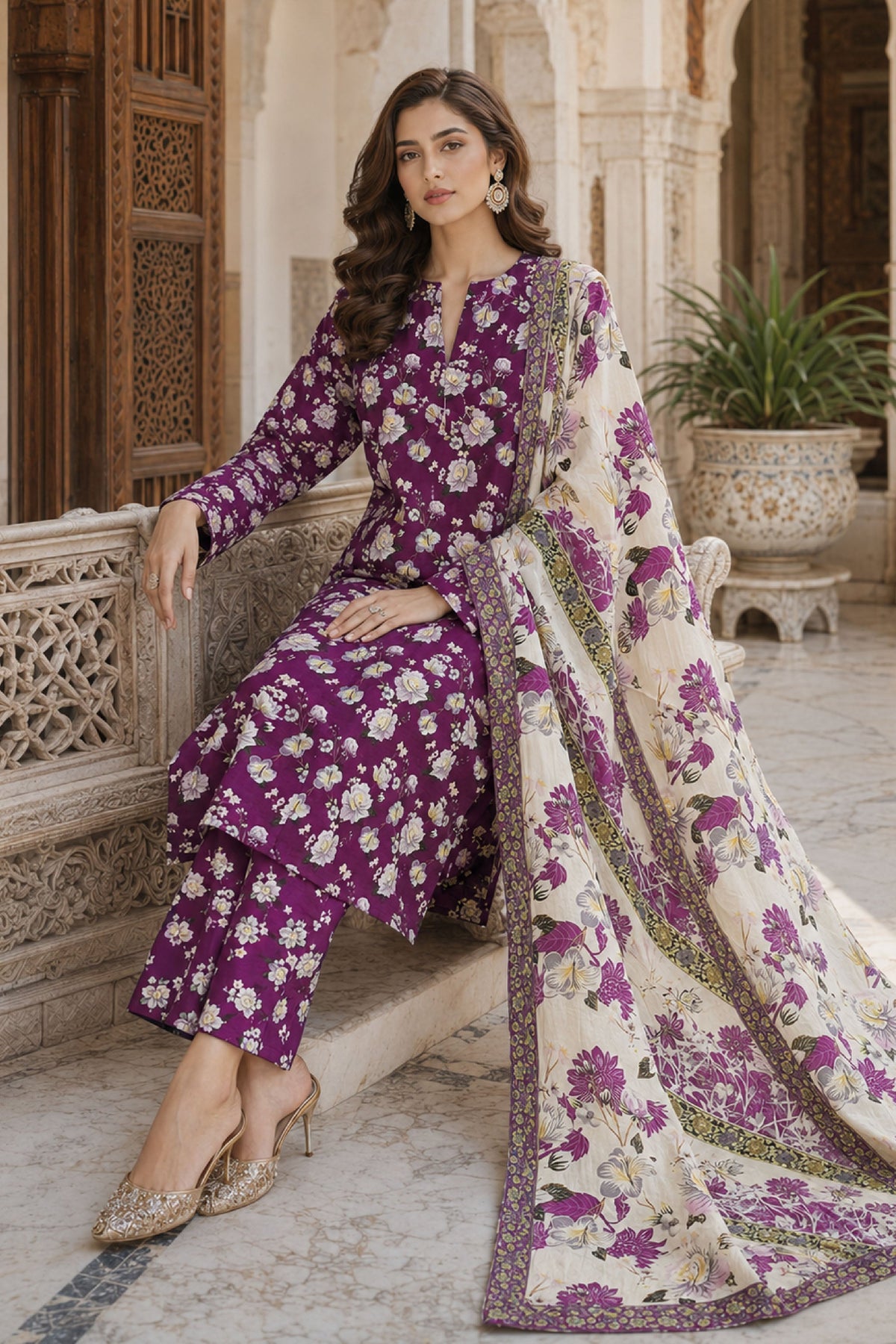 Farda F-26 : Digital Printed Doria Lawn 3 Piece