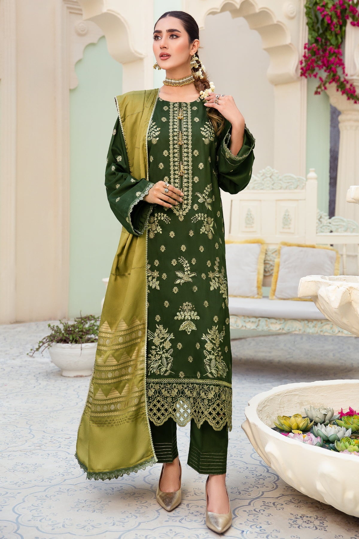 Imroz I-11 : Embroidered Viscose 3PC - Kleren