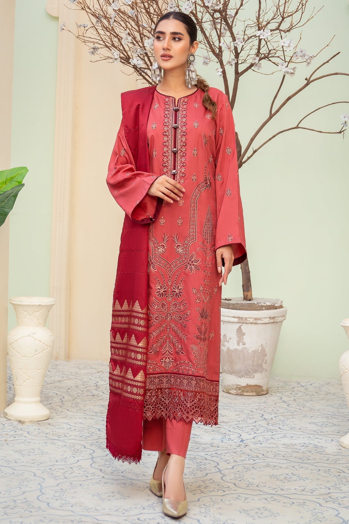 Imroz I-19 : Embroidered Viscose 3PC - Kleren