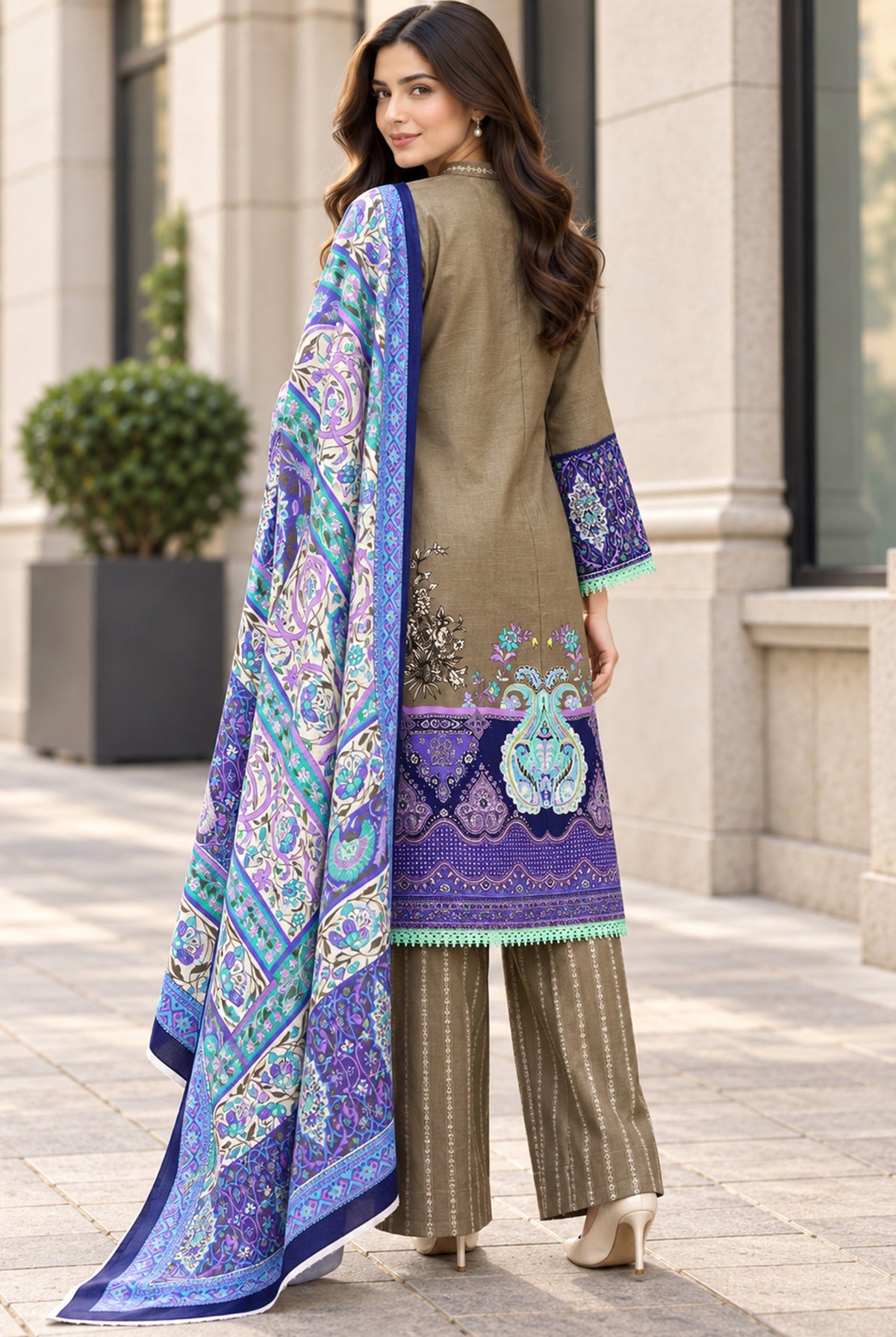 Mehr-O-Maah M-21 digital printed khaddar 3 piece suit