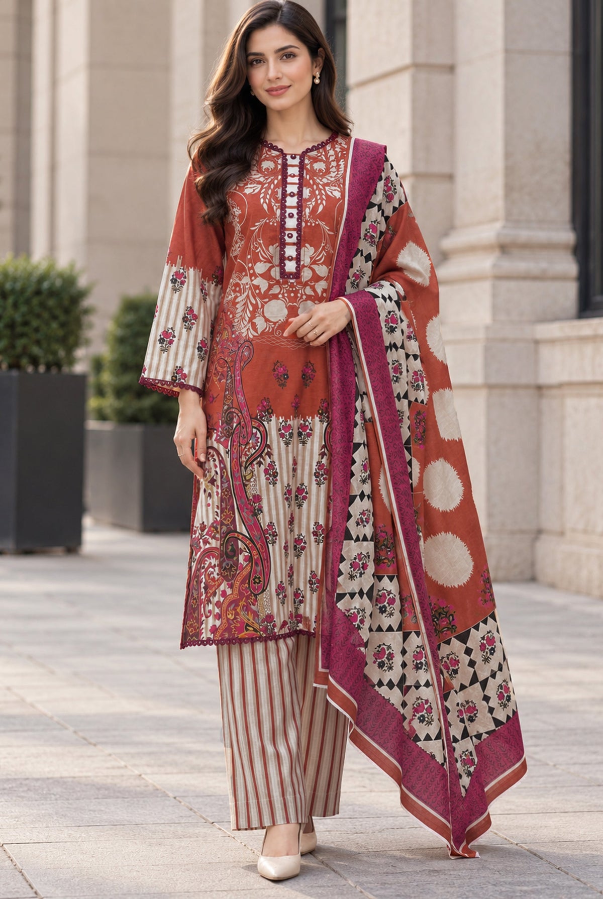 Mehr-O-Maah M-22 digital printed khaddar 3 piece suit