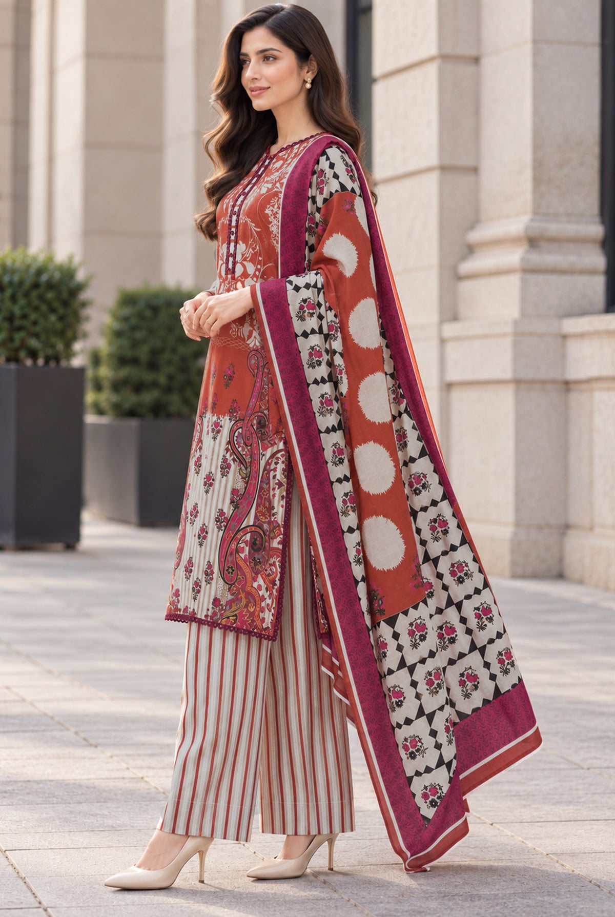 Mehr-O-Maah M-22 digital printed khaddar 3 piece suit