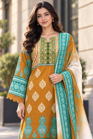 Mehr-O-Maah M-23 digital printed khaddar 3 piece suit