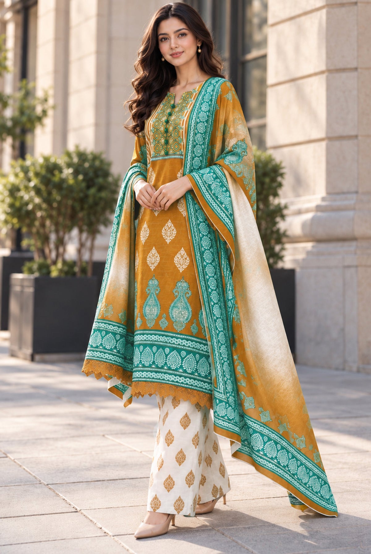 Mehr-O-Maah M-23 digital printed khaddar 3 piece suit