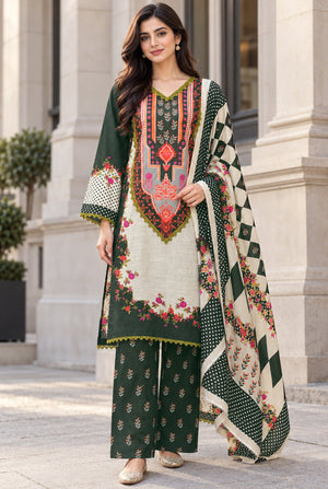 Mehr-O-Maah M-25 digital printed khaddar 3 piece suit