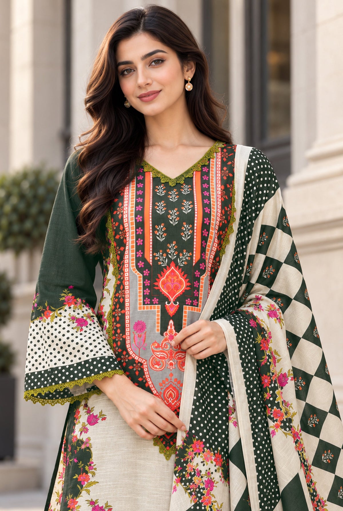 Mehr-O-Maah M-25 digital printed khaddar 3 piece suit