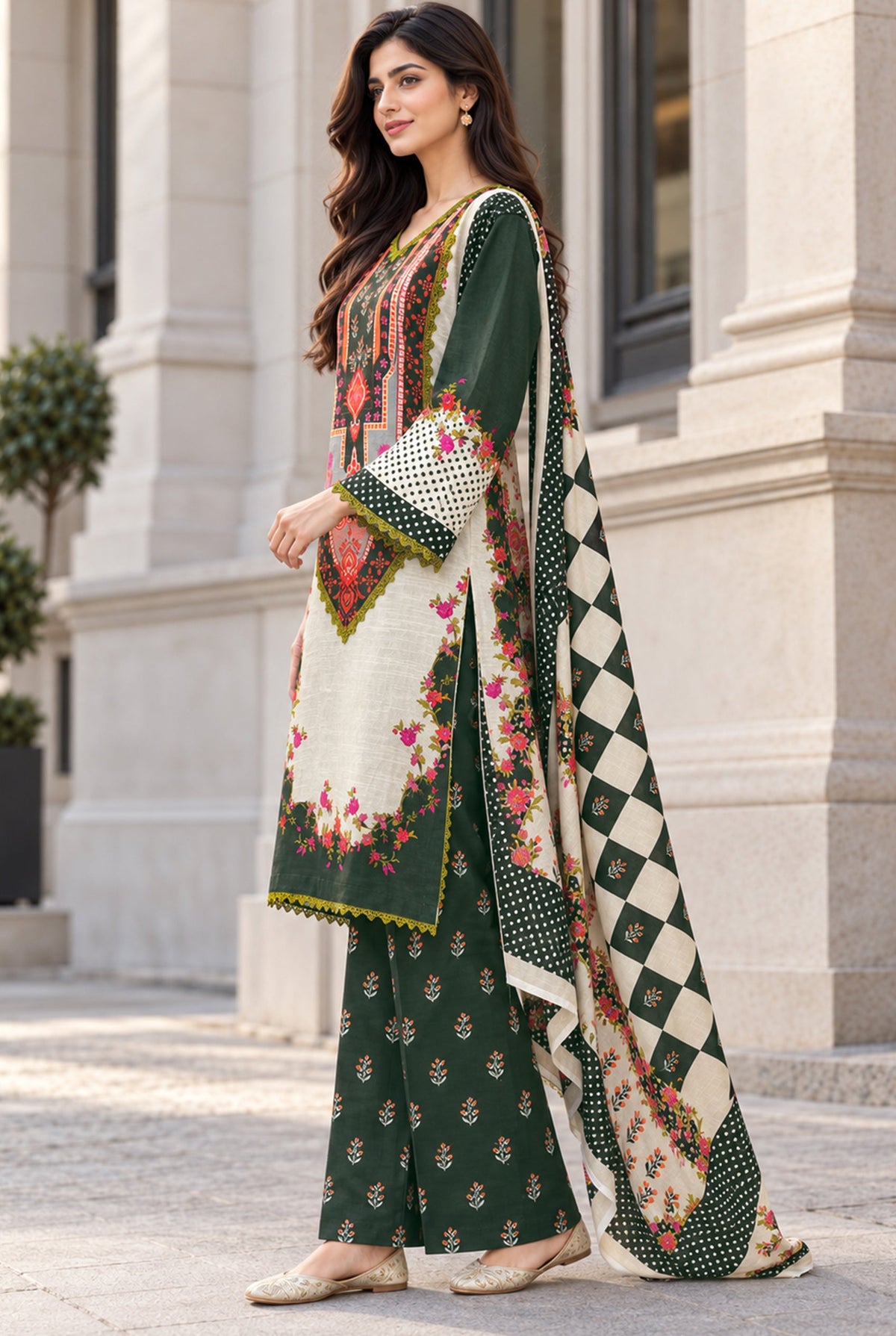 Mehr-O-Maah M-25 digital printed khaddar 3 piece suit