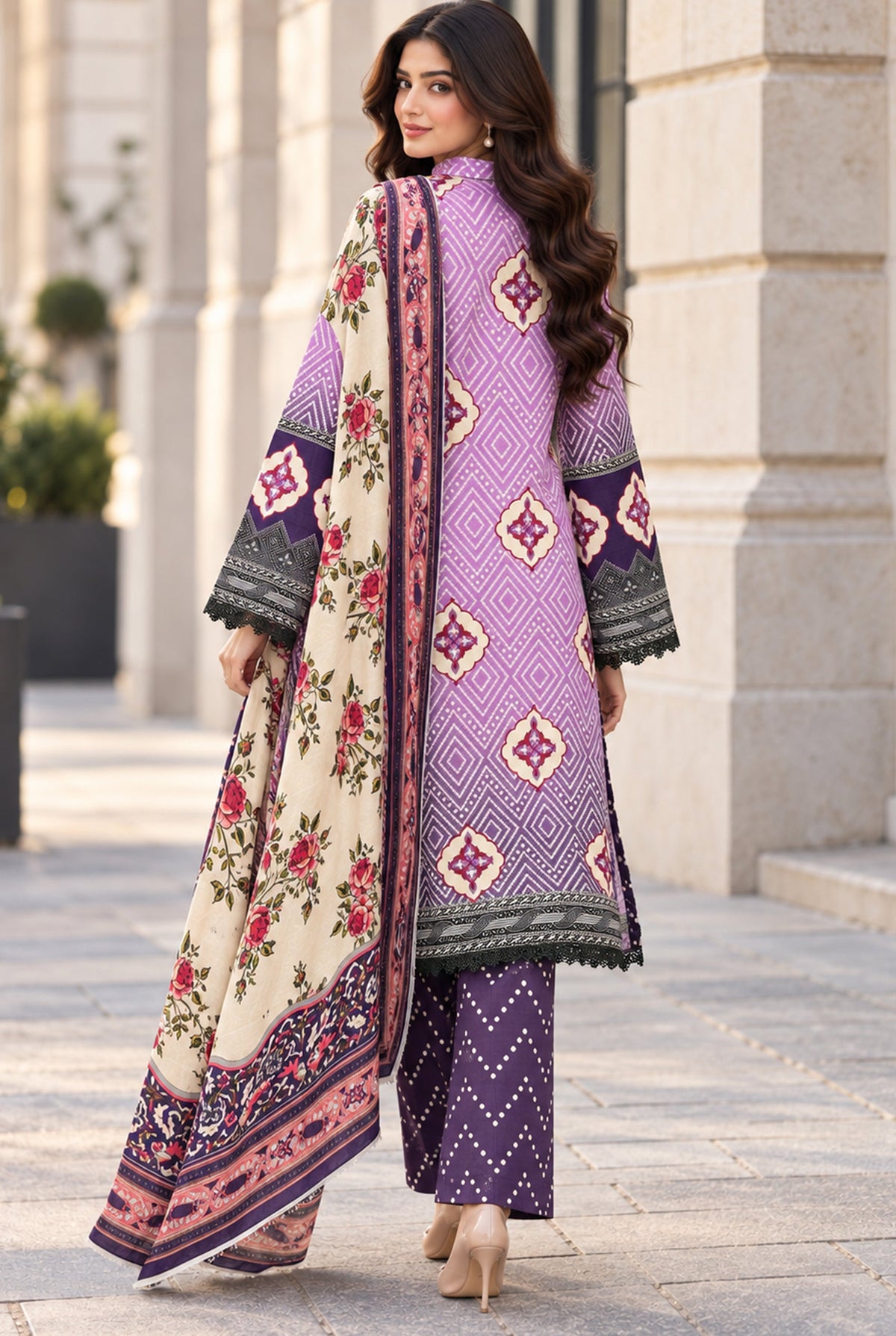 Mehr-O-Maah M-26 digital printed khaddar 3 piece suit