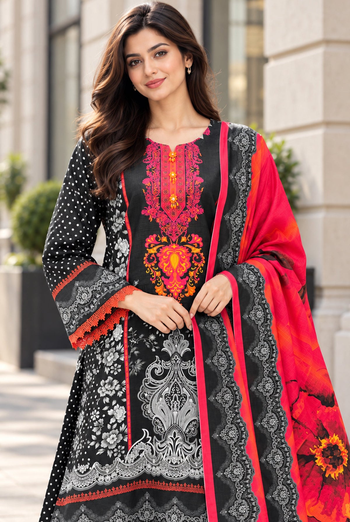 Mehr-O-Maah M-28 digital printed khaddar 3 piece suit
