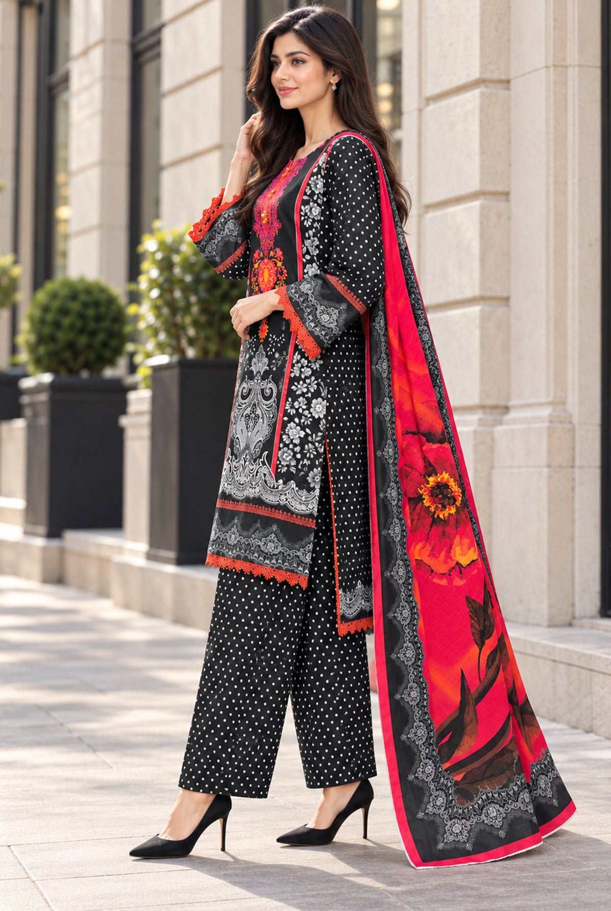Mehr-O-Maah M-28 digital printed khaddar 3 piece suit