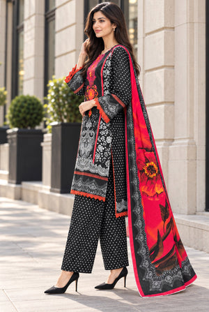 Mehr-O-Maah M-28 digital printed khaddar 3 piece suit