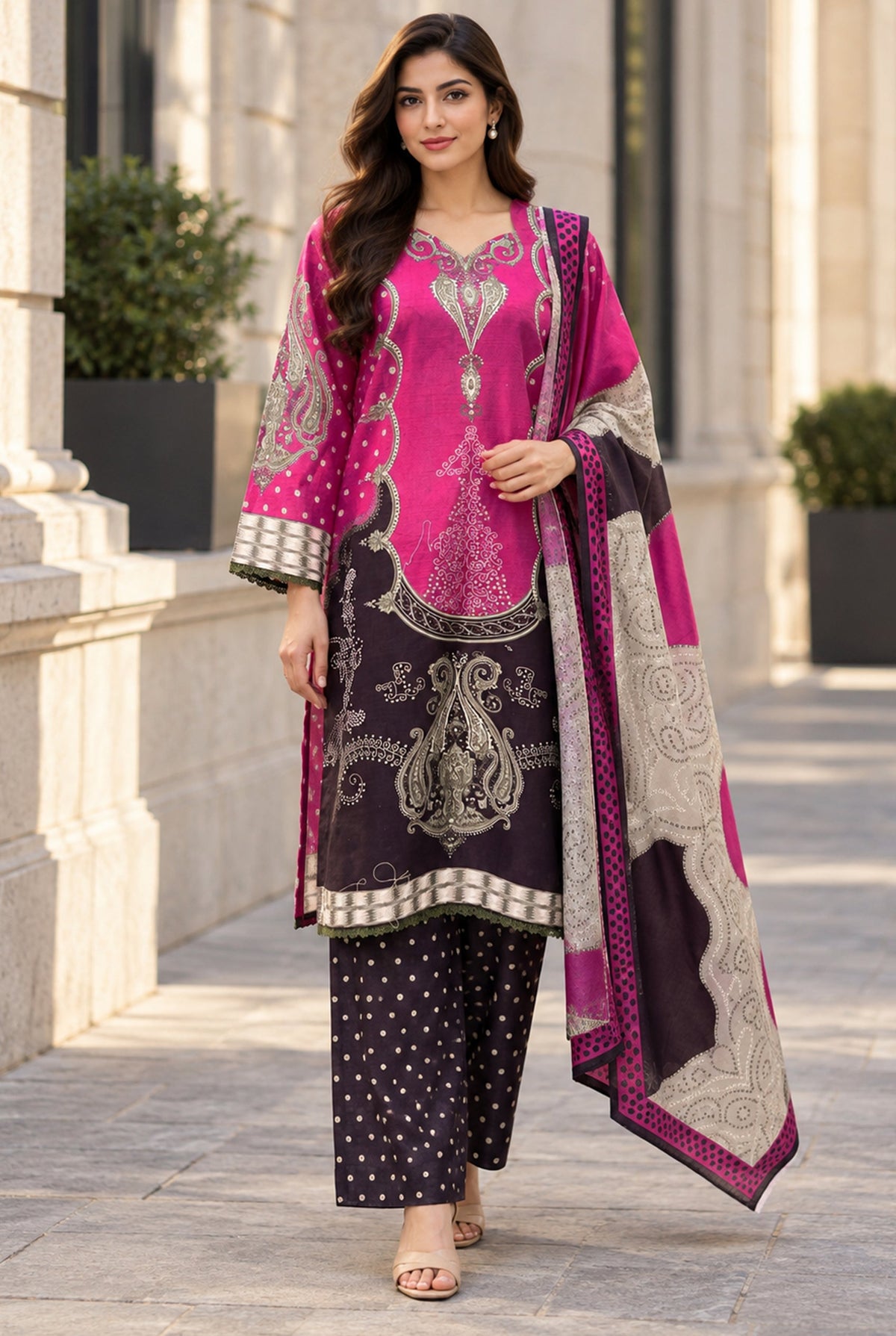 Mehr-O-Maah M-29 digital printed khaddar 3 piece suit