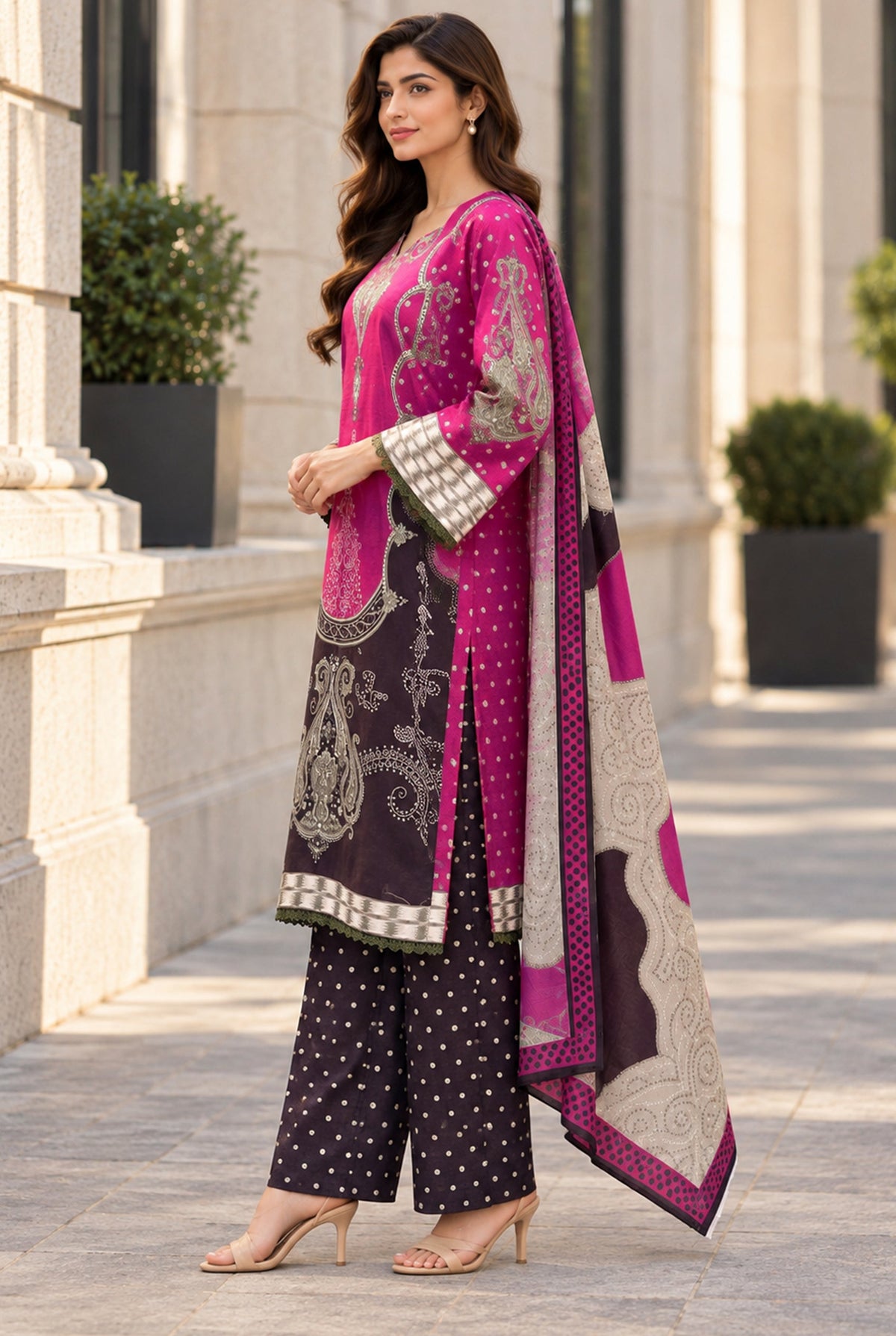 Mehr-O-Maah M-29 digital printed khaddar 3 piece suit