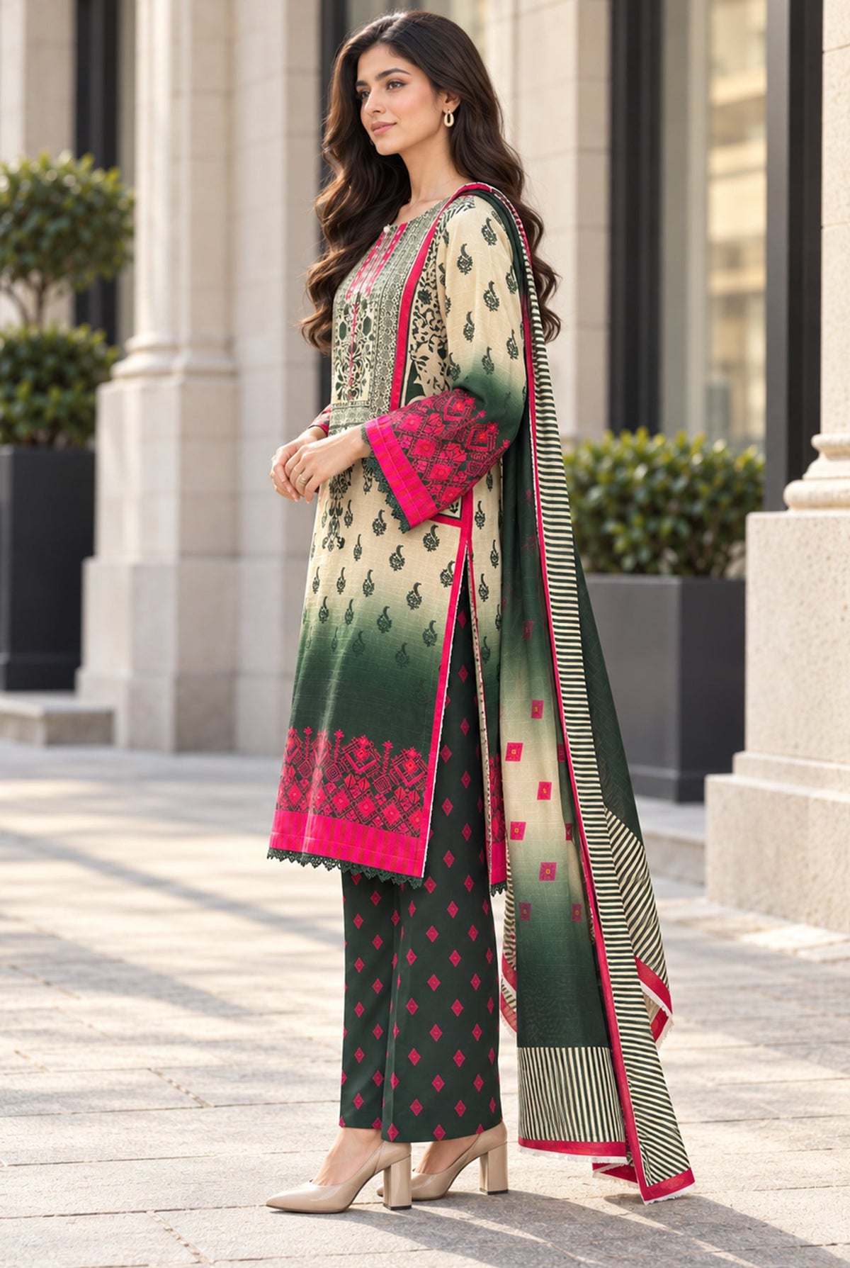 Mehr-O-Maah M-30 digital printed khaddar 3 piece suit