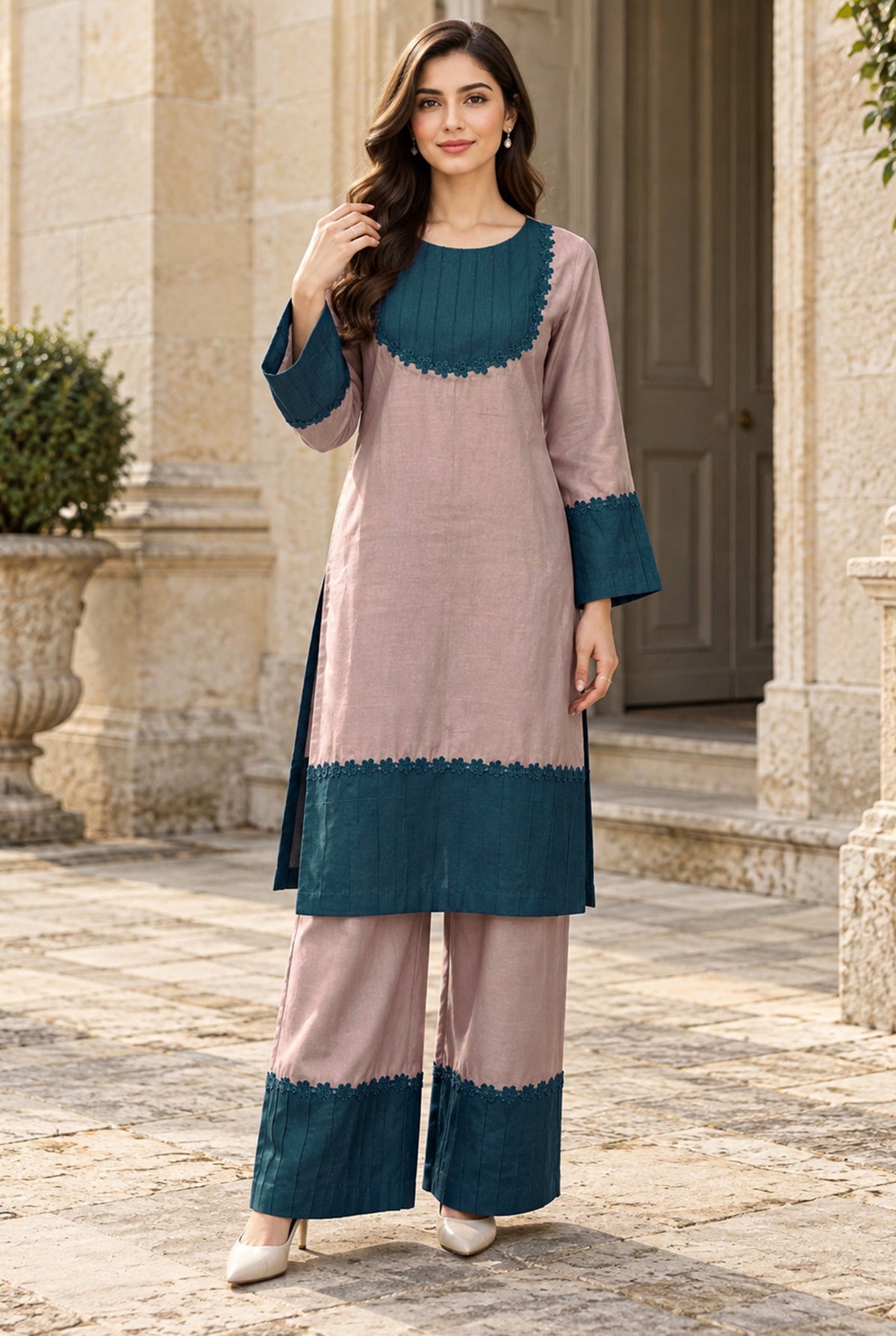 NOVA NV-06 stitched dyed khaddar 2 piece suit