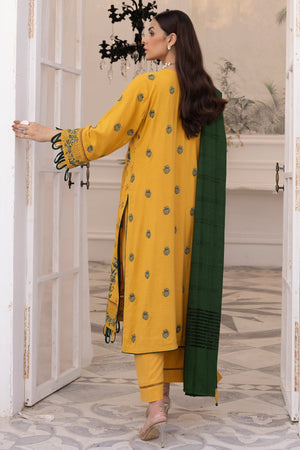 Saffron SA-11 : Embroidered Dhanak 3PC - Kleren